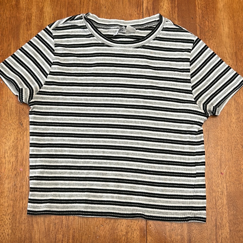 Divided black grey and white top